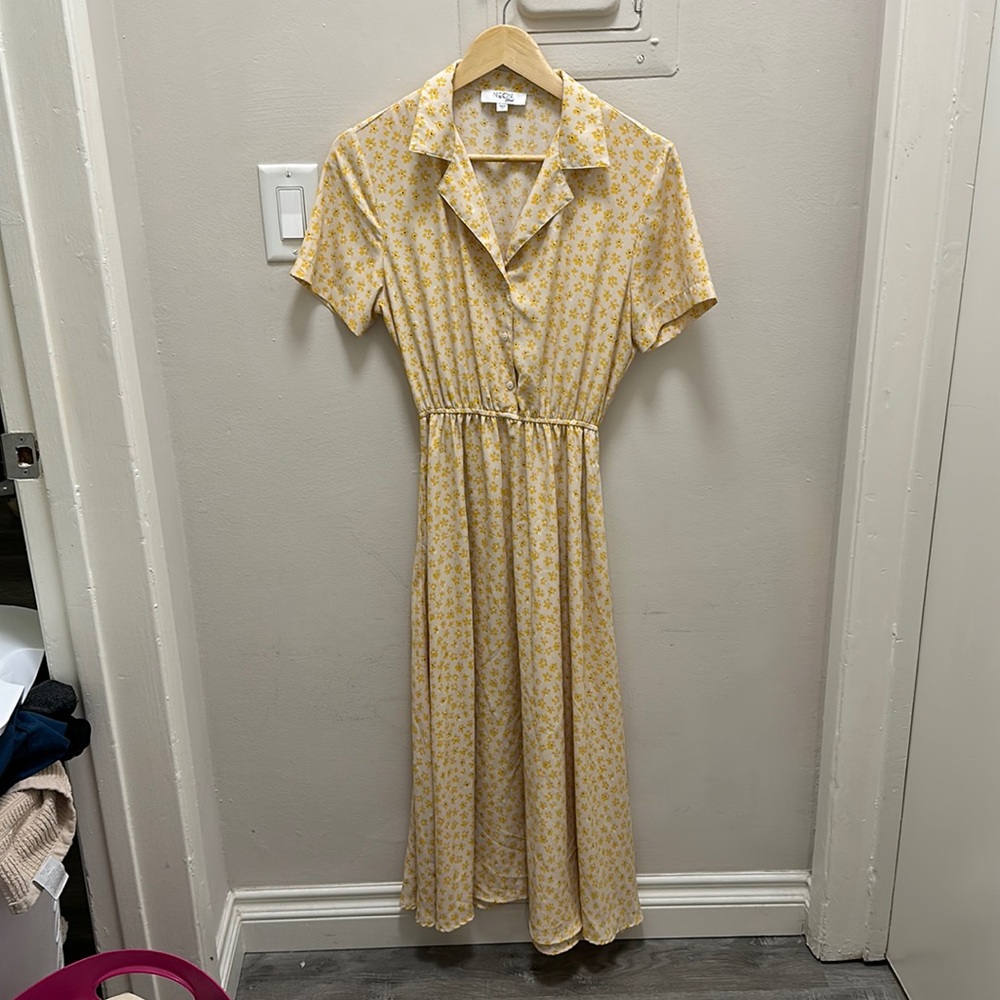 Yellow Floral Midi dress
